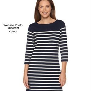 Grey and blue stripe Cotton Dress, LLBean, sz LPc